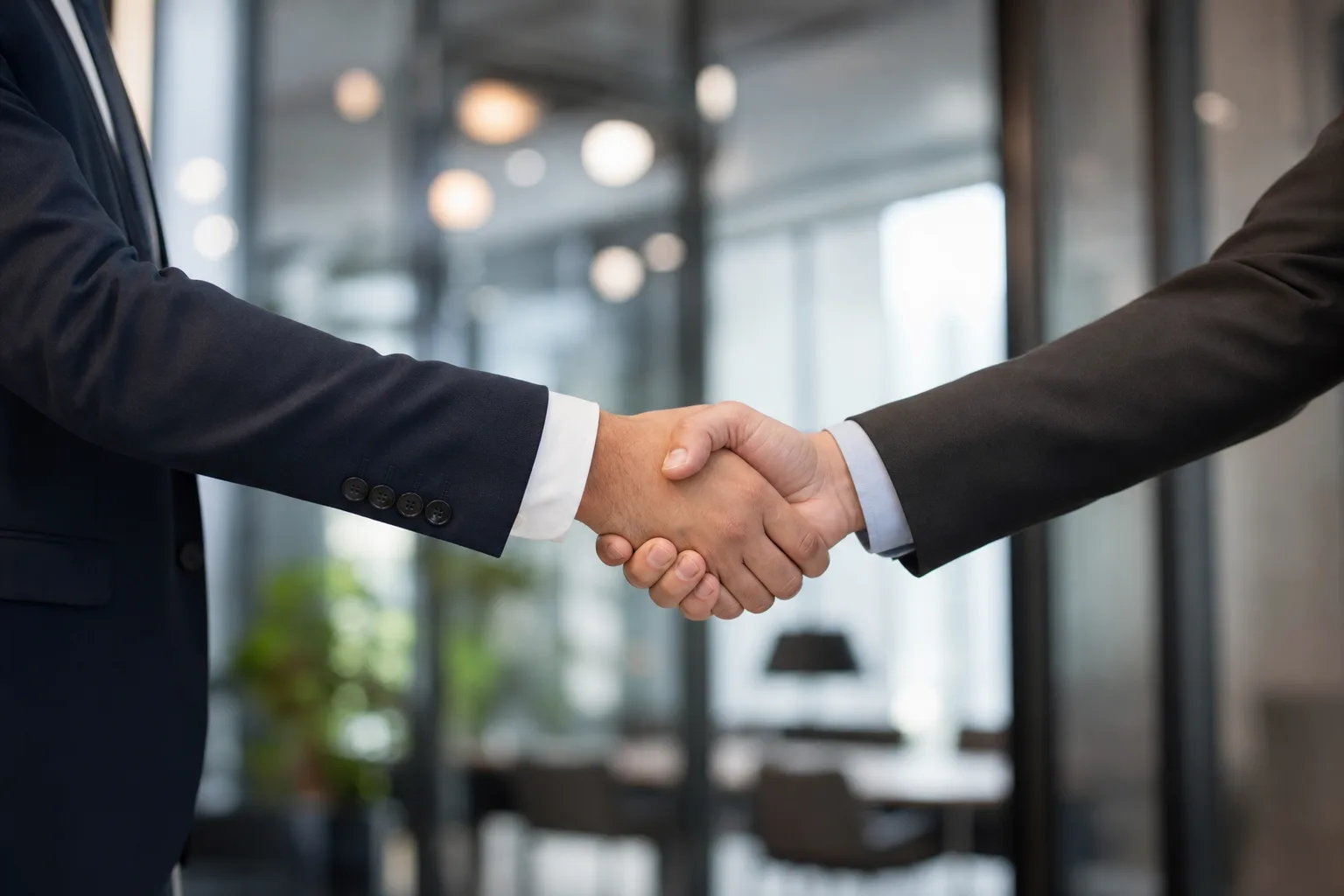 Business partnership handshake representing an IT engineering engagement