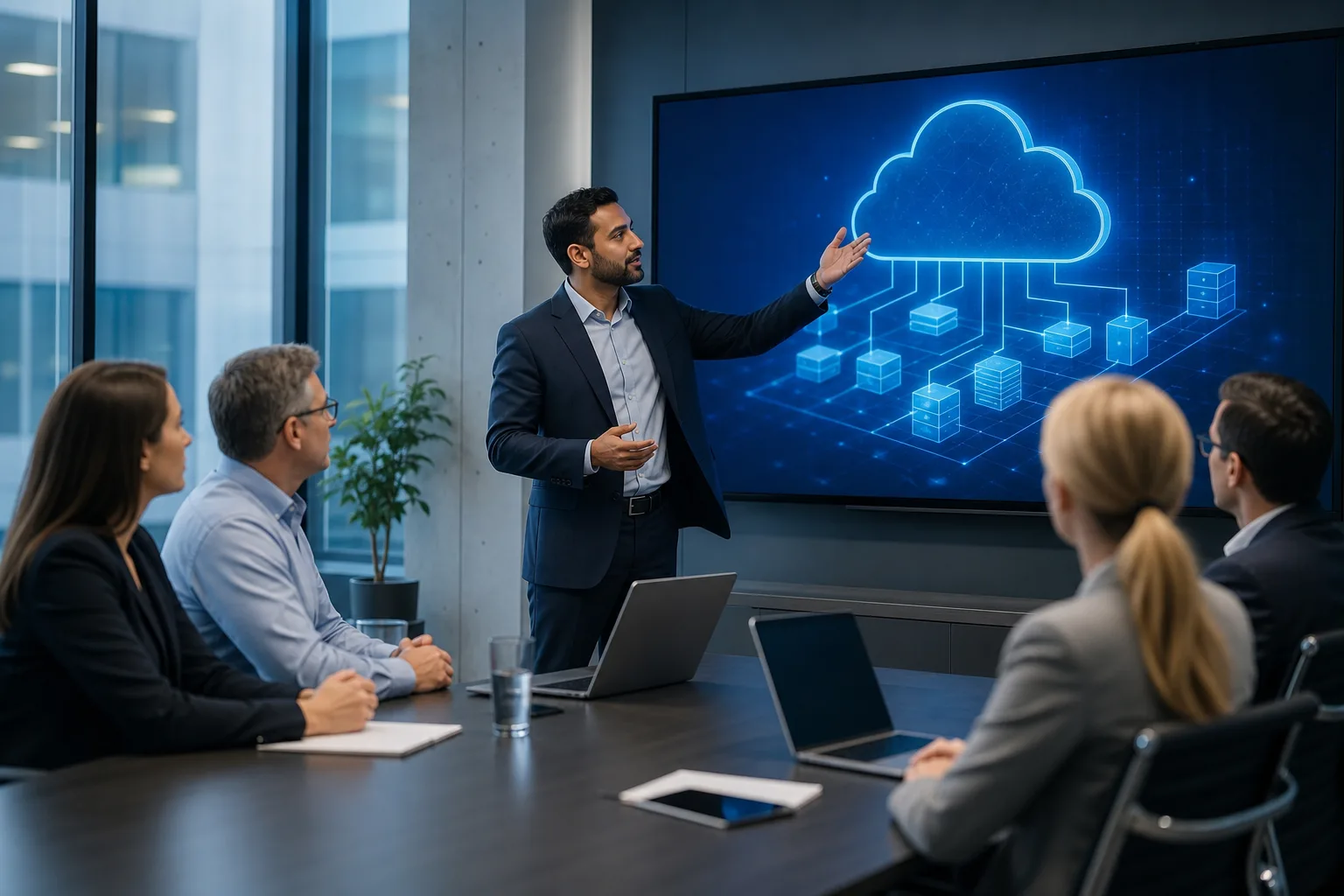 Technology presentation on digital transformation and AI solutions